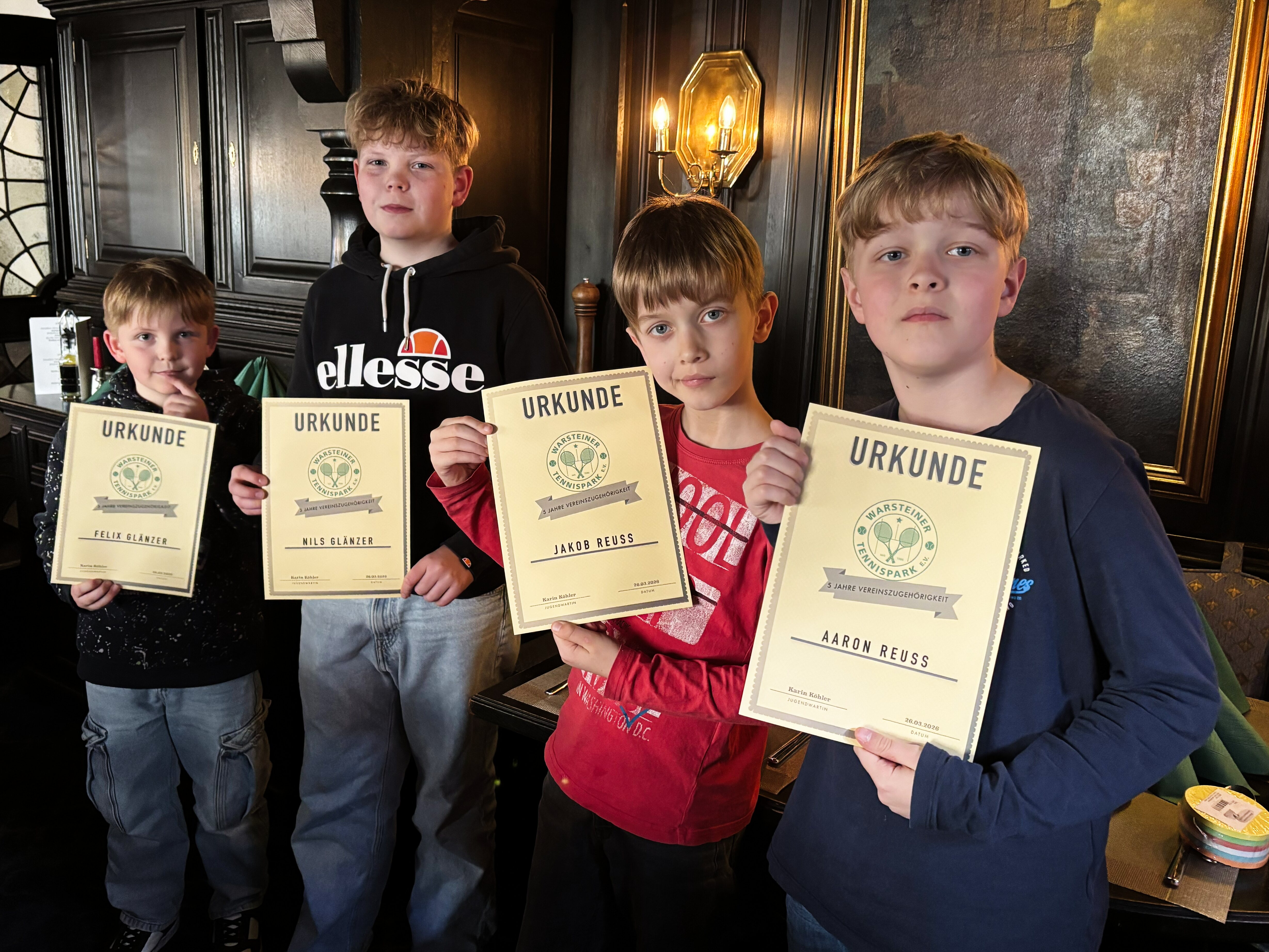 Ehrung 5 jährige Mitgliedschaft Jugend